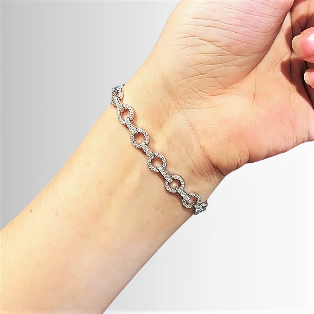 Bracciale a Maglie Tonde con Moissaniti