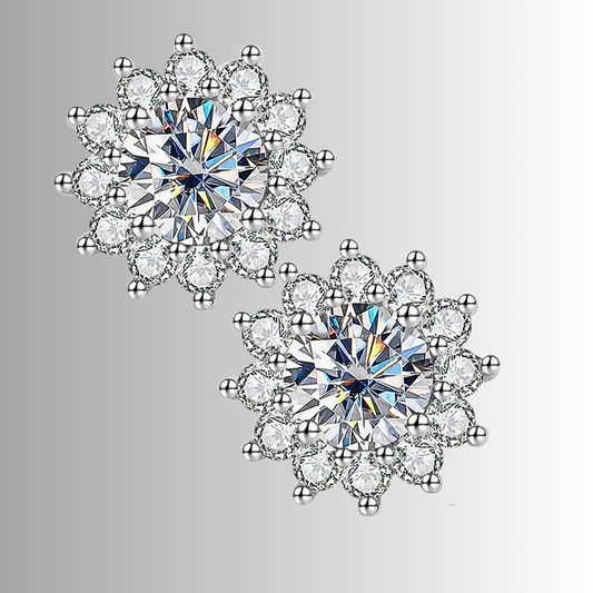 Orecchini a Girasole con Moissaniti per ct 1,00