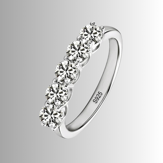 Fede a 5 pietre con  Moissaniti per ct 1,50