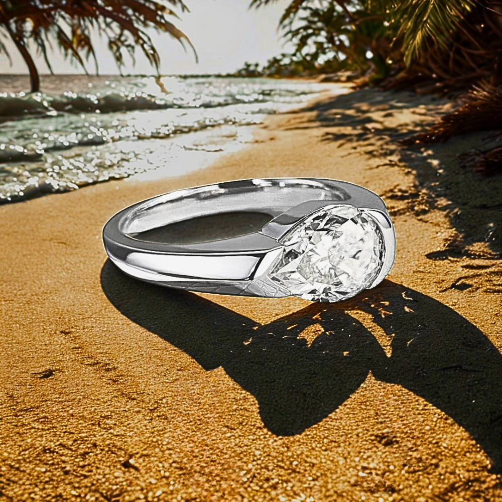 Fede con Moissanite Taglio Goccia di ct 2,50