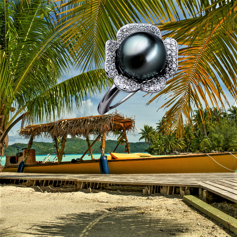 "South Sea" Ring with Natural Tahitian Pearl 