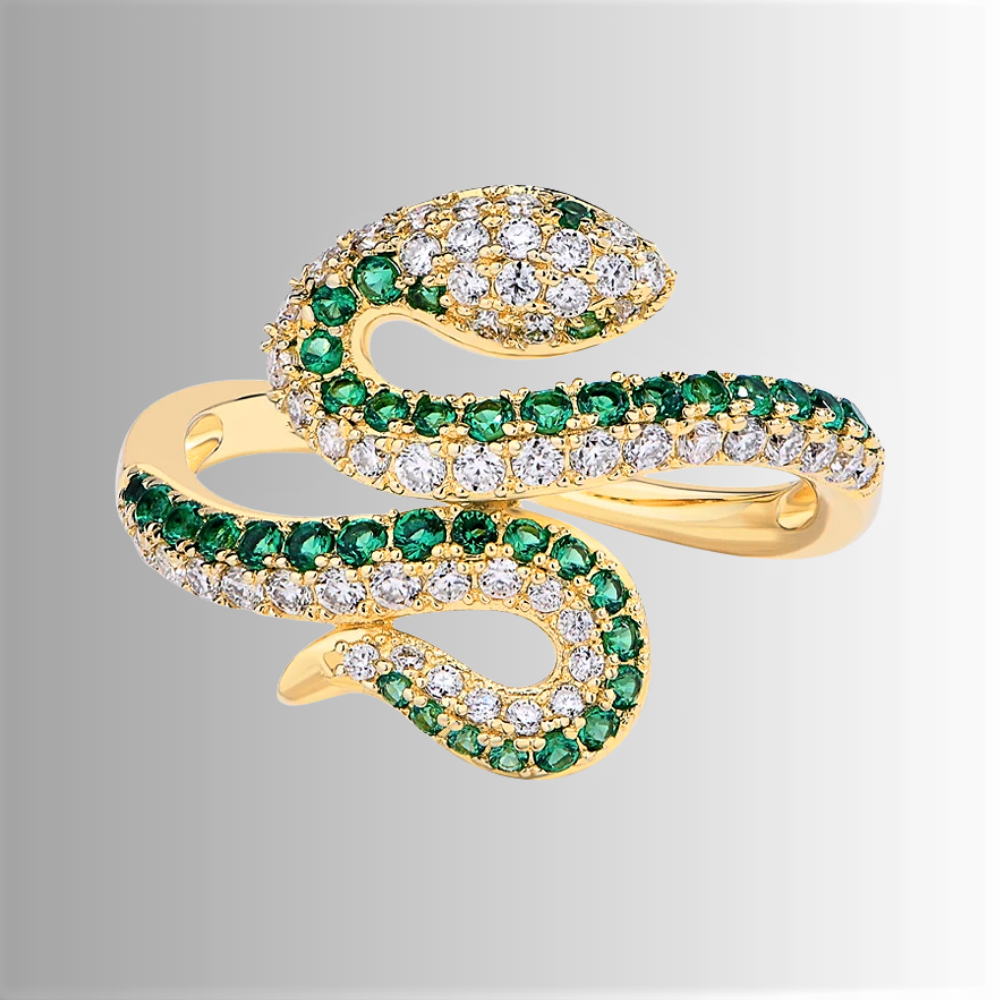 Anello a Serpente in Moissaniti Verde Smeraldo e D Color