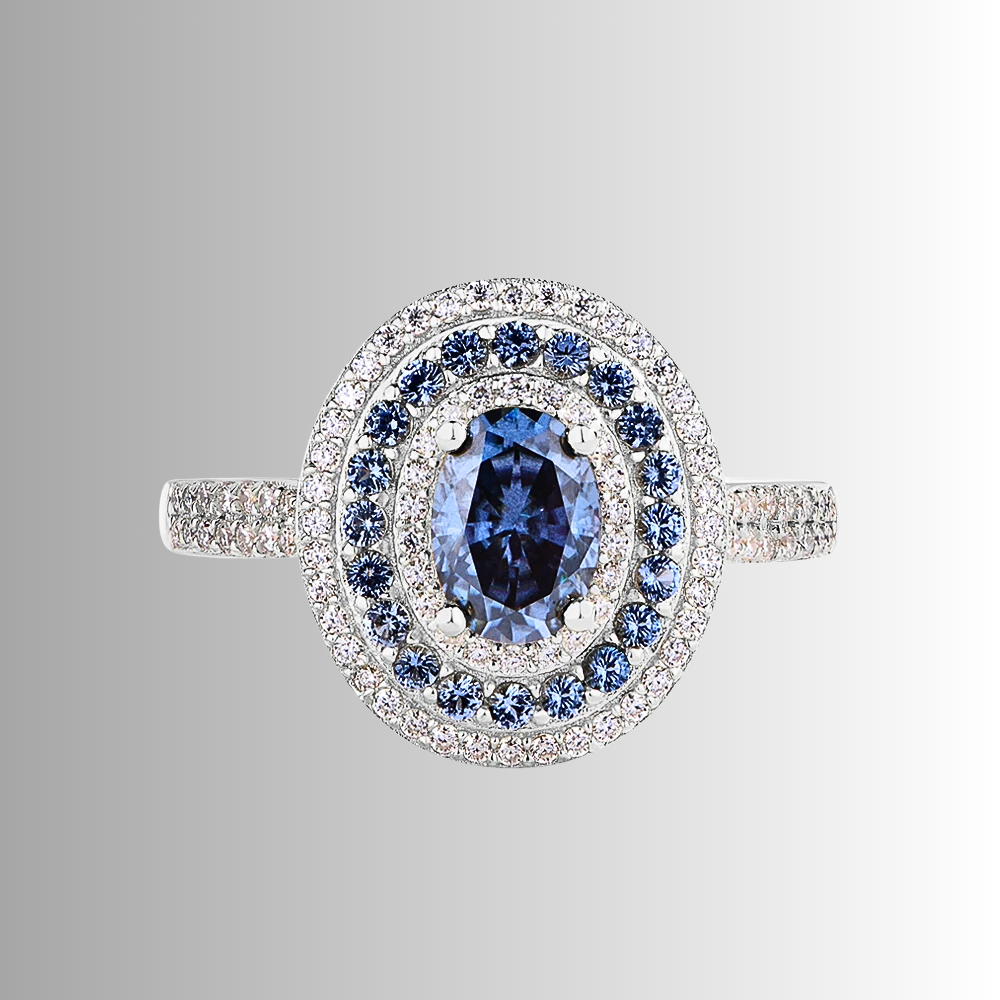 Fascia con Moissaniti Blu Zaffiro Ceylon e D color