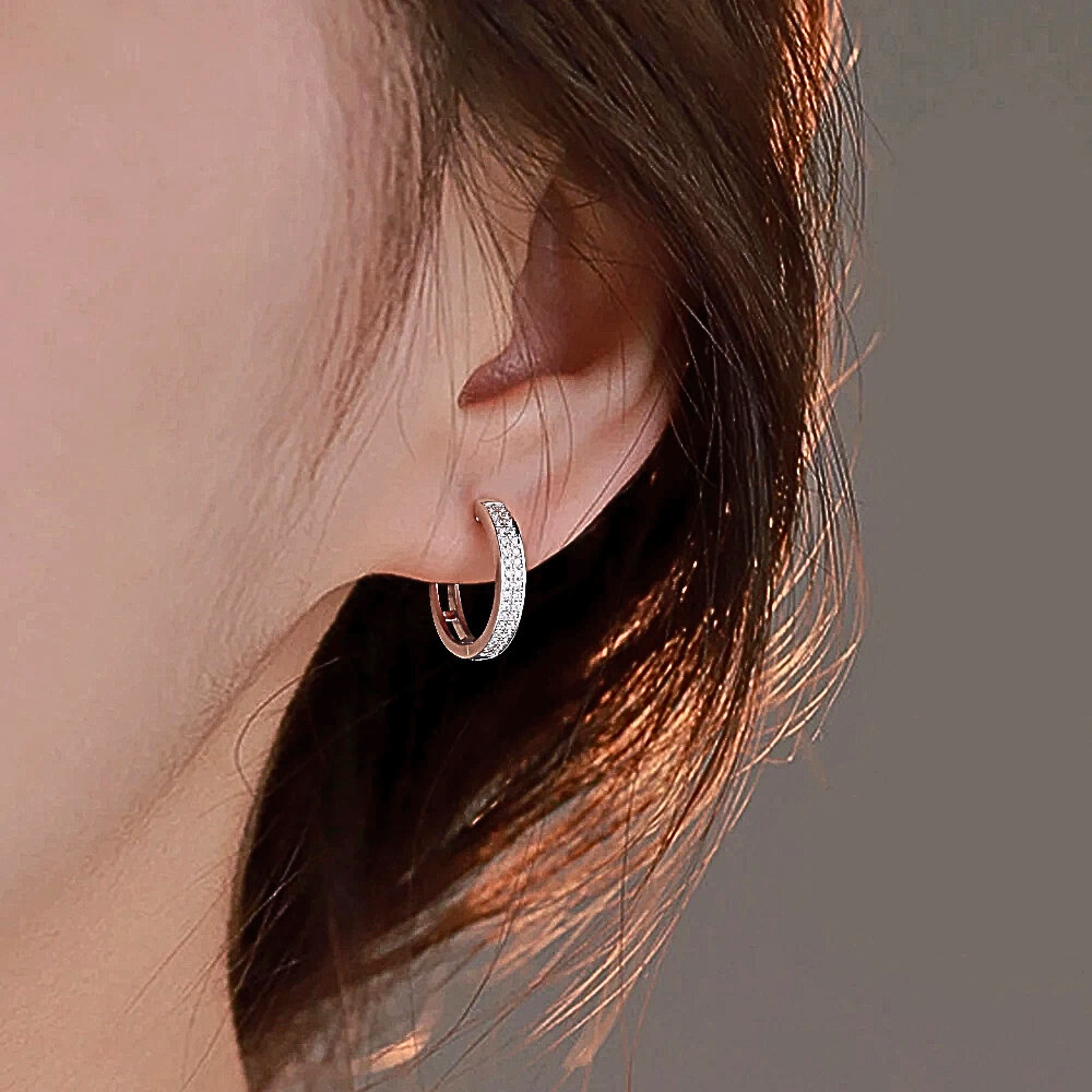 Orecchini a Cerchio con due file di Moissaniti per ct 0,34