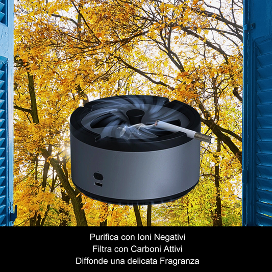 Portacenere Smart Purificatore d’Aria agli Ioni Negativi con Diffusore di Aromaterapia: Respira finalmente Aria Pulita