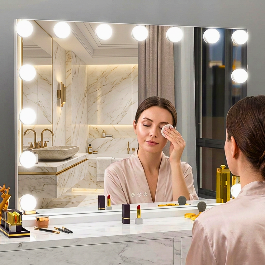 Specchio Make Up con Bluetooth, Led e Ingranditore 10X