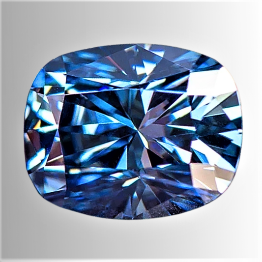 Moissanite Royal Blue Taglio Cuscino Allungato Certificata