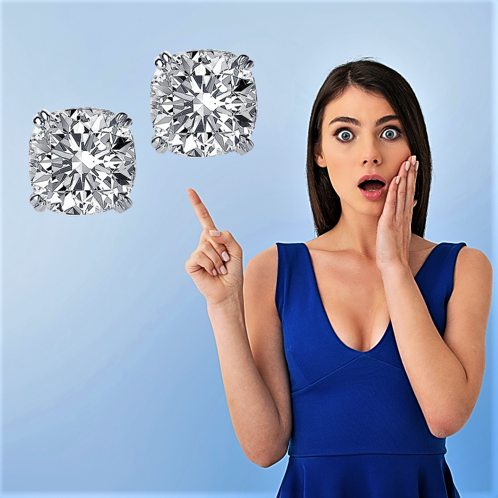 Orecchini Punto Luce con Moissaniti Taglio Cuscino per ct 3,00