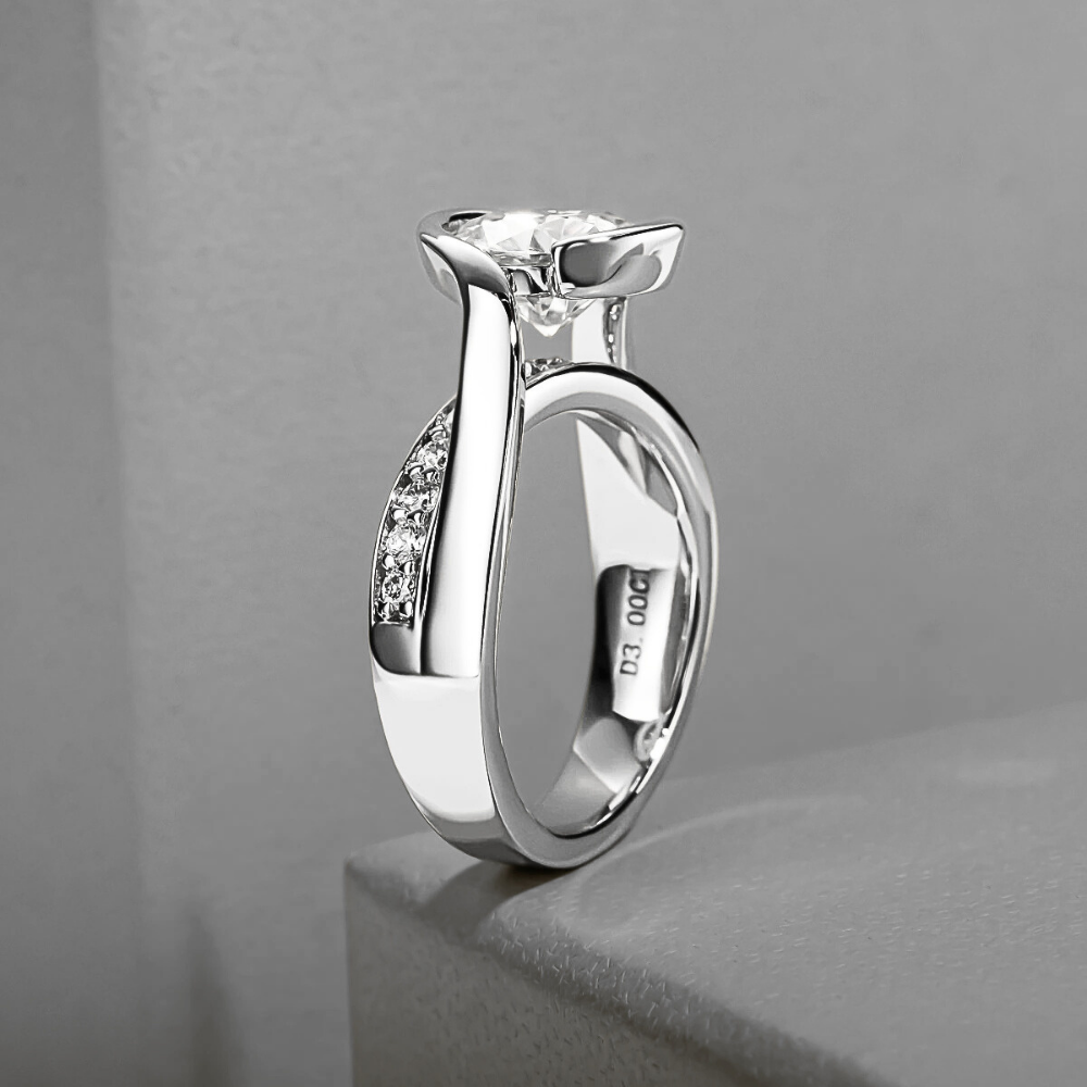 Solitario Contrariè con Moissanite D Color di ct. 3,00