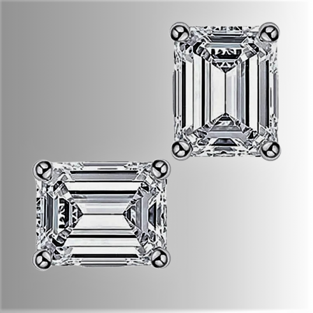 Orecchini Punto Luce con Moissaniti Taglio Smeraldo