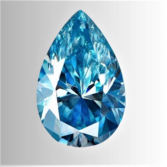 Moissanite Blu Ghiaccio Taglio Goccia Certificata