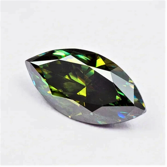 Moissanite Giallo/Verde Taglio Marquise Certificata