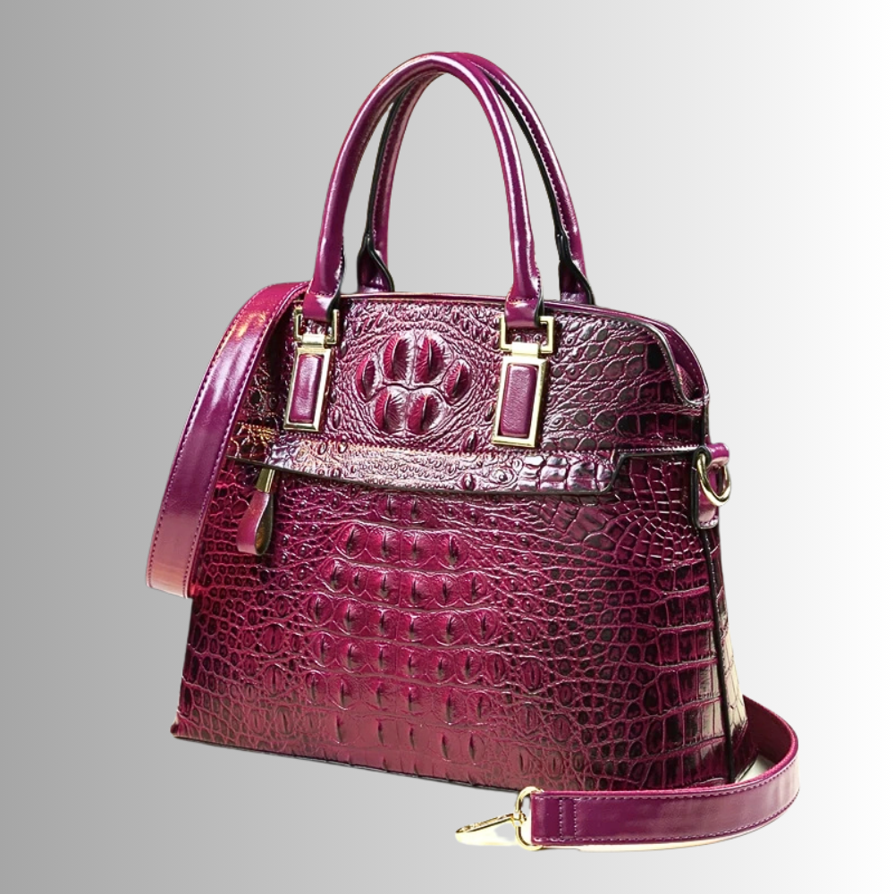 Borsa in Vera Pelle con Lavorazione Coccodrillo
