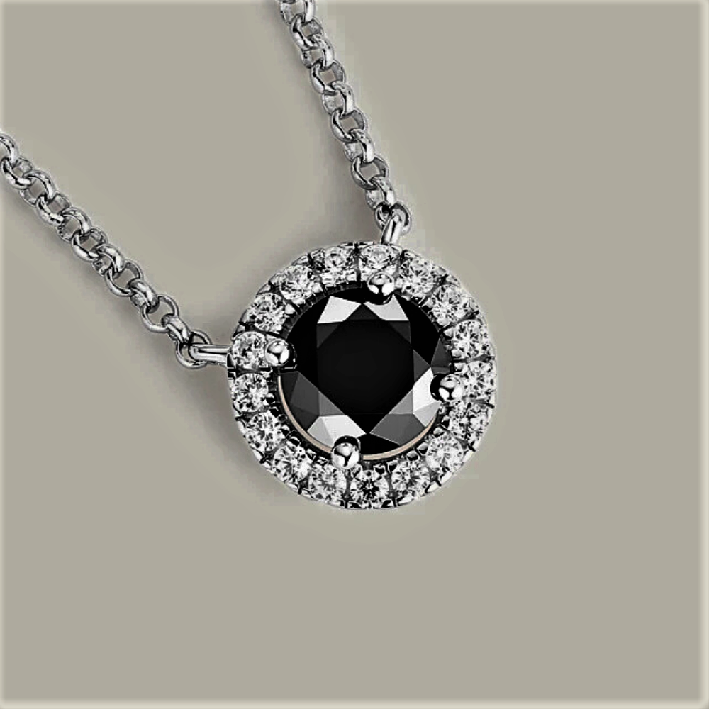 Parure Collana e Orecchini in Moissanite Nera
