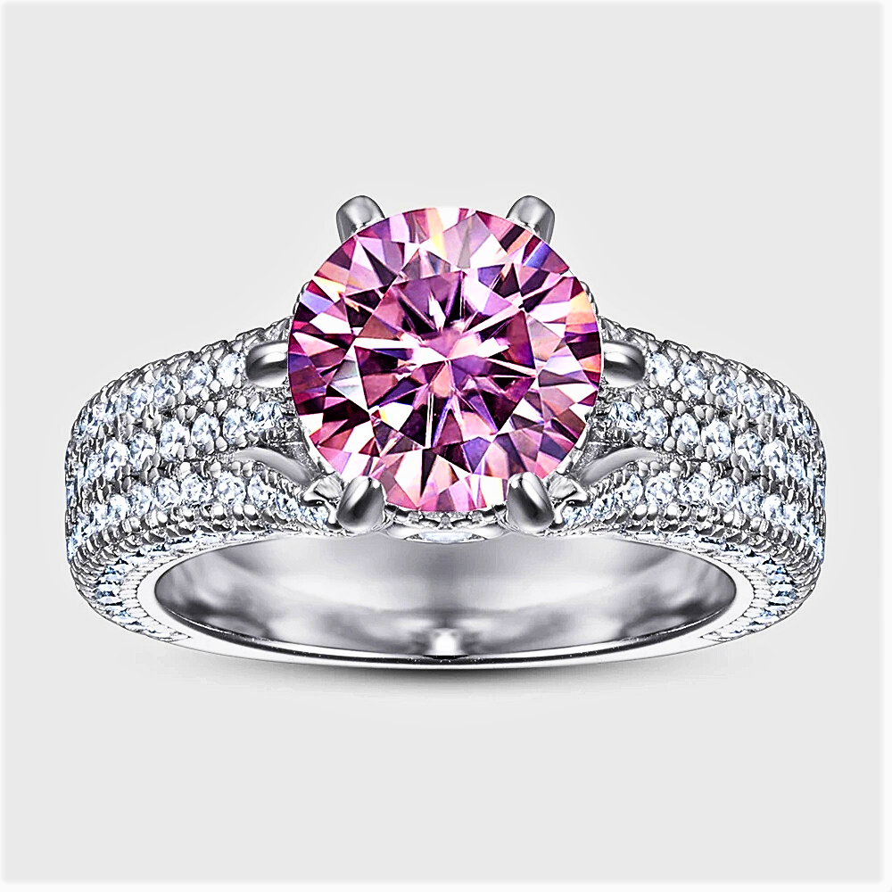 Mini Collezione di Solitari con Pavè di Moissanite di ct 2,00 e Brillanti Coltivati