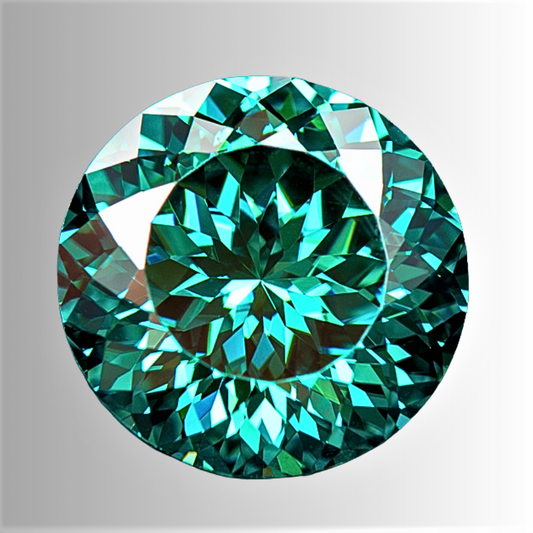 Moissanite Verde Smeraldo Taglio Brillante con 100 Faccette Certificata