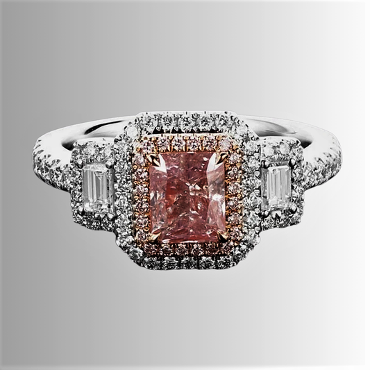 Fascetta con Zaffiro Rosa Coltivato e Diamanti Sintetici ad Alto Contenuto di Carbonio