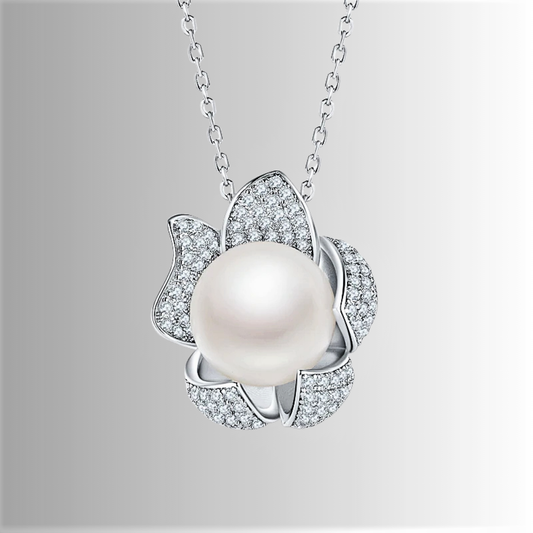 Collana Floreale con Perla Naturale d'Acqua Dolce