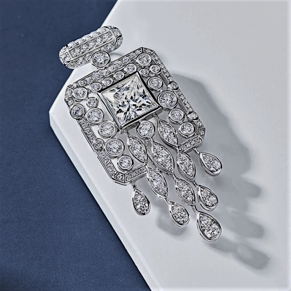 Collana Stile Liberty con Pendente/Spilla in Diamanti Lab Grown