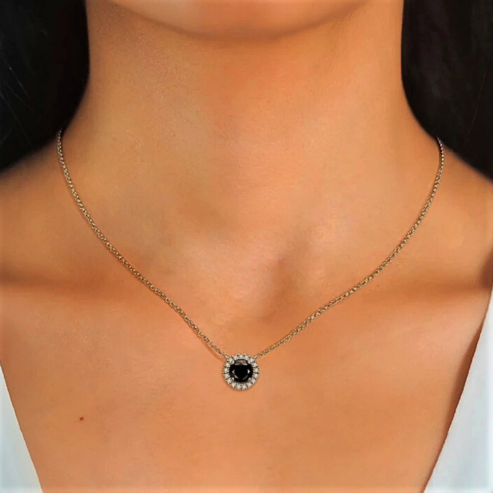 Parure Collana e Orecchini in Moissanite Nera
