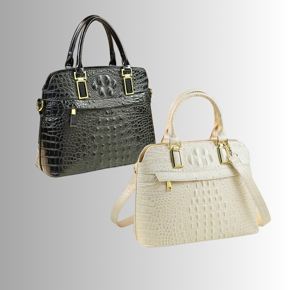 Borsa in Vera Pelle con Lavorazione Coccodrillo