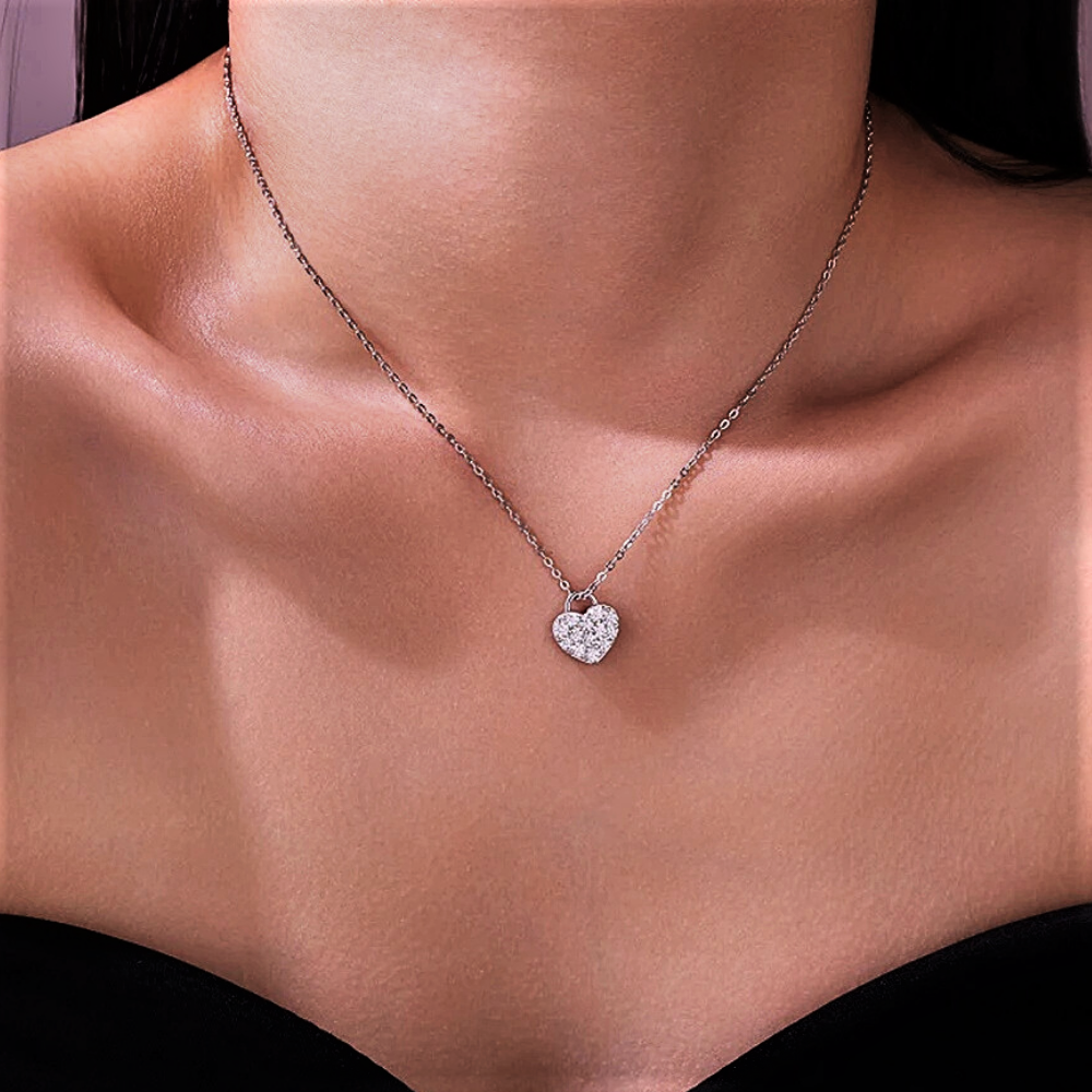 Collana con Cuore in Moissanite D color per ct 0.65