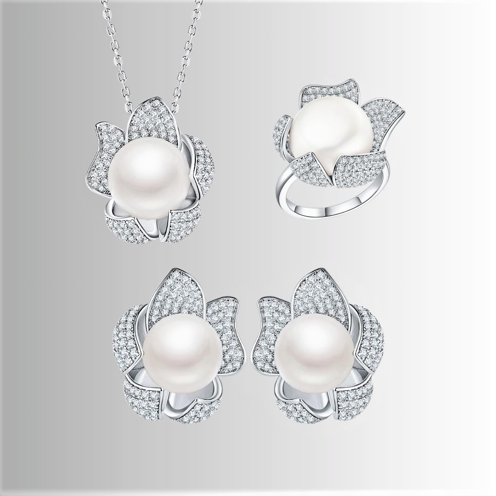 Orecchini Floreali con Perla Naturale d'Acqua Dolce