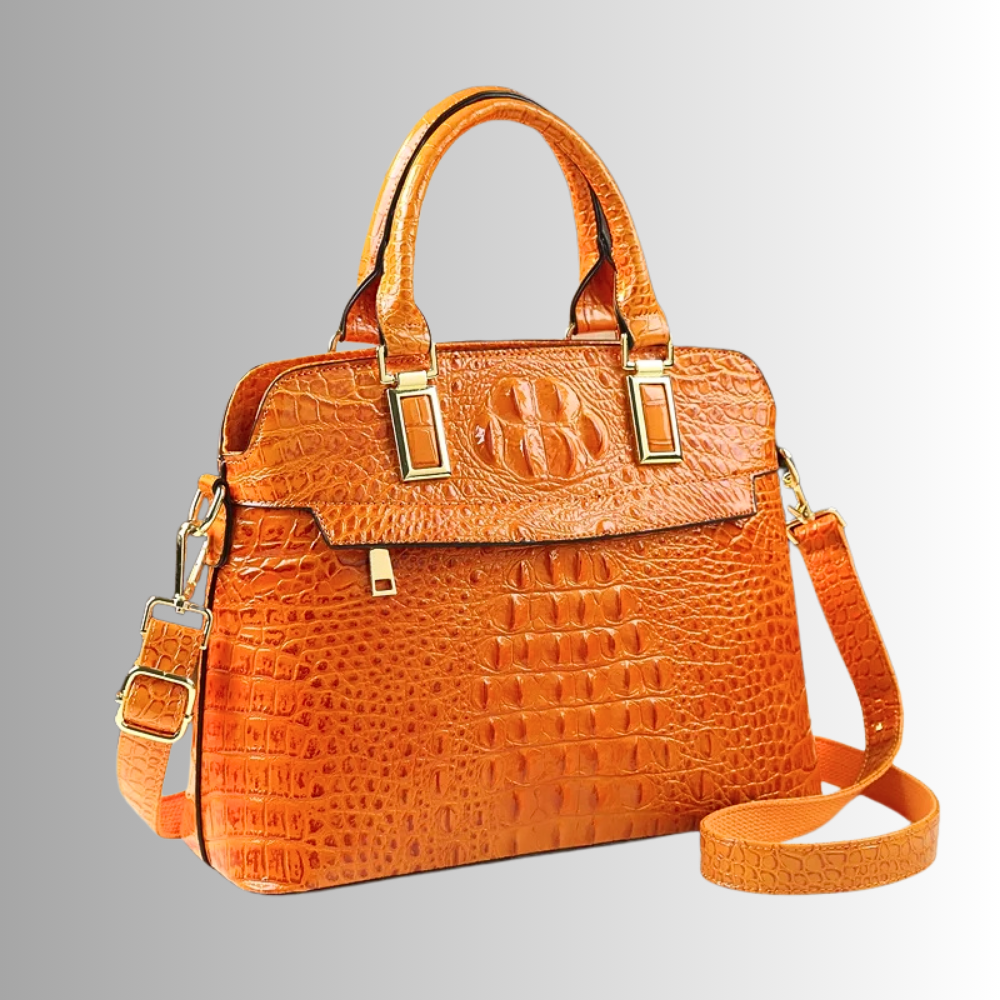 Borsa in Vera Pelle con Lavorazione Coccodrillo