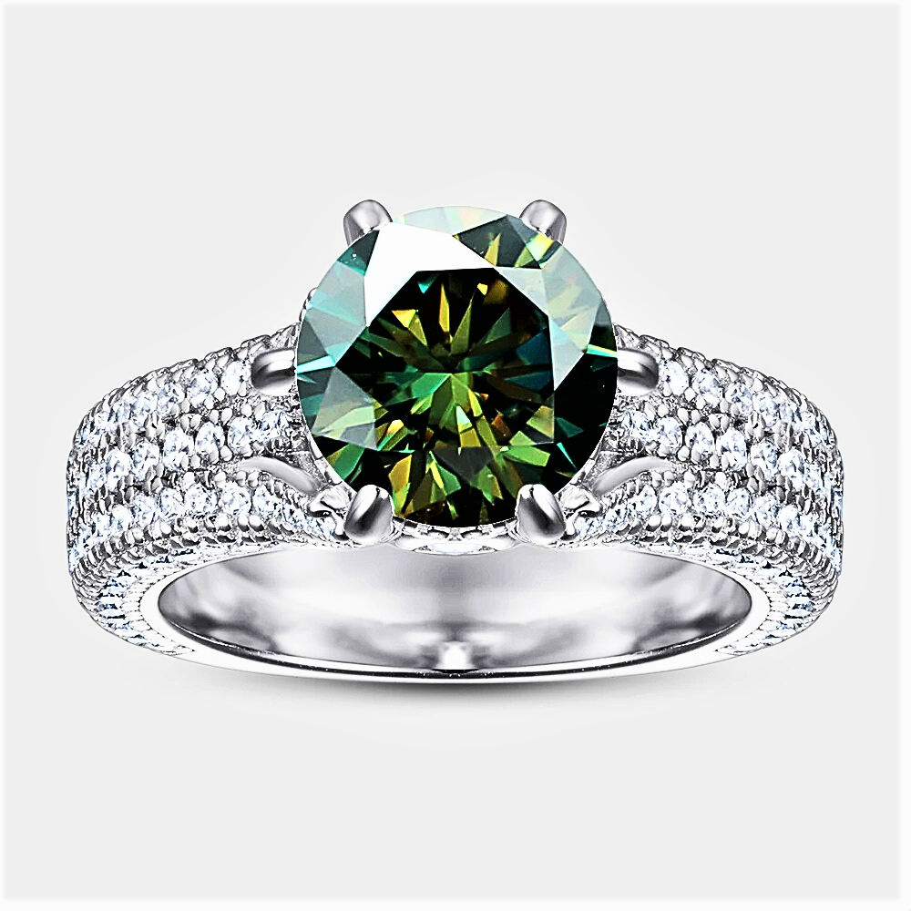 Mini Collezione di Solitari con Pavè di Moissanite di ct 2,00 e Brillanti Coltivati