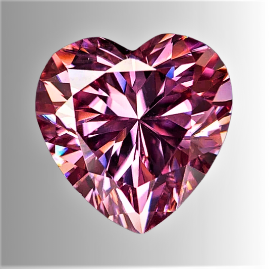 Moissanite Rosa Intenso Taglio Cuore Certificata