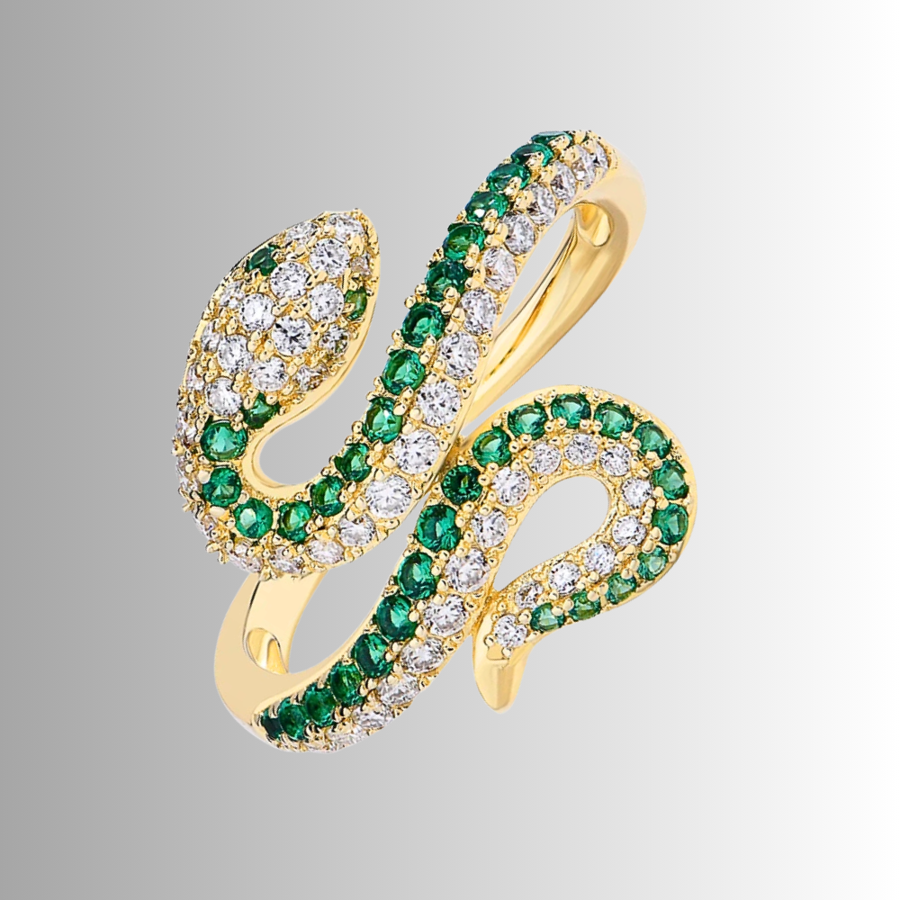 Anello a Serpente in Moissaniti Verde Smeraldo e D Color