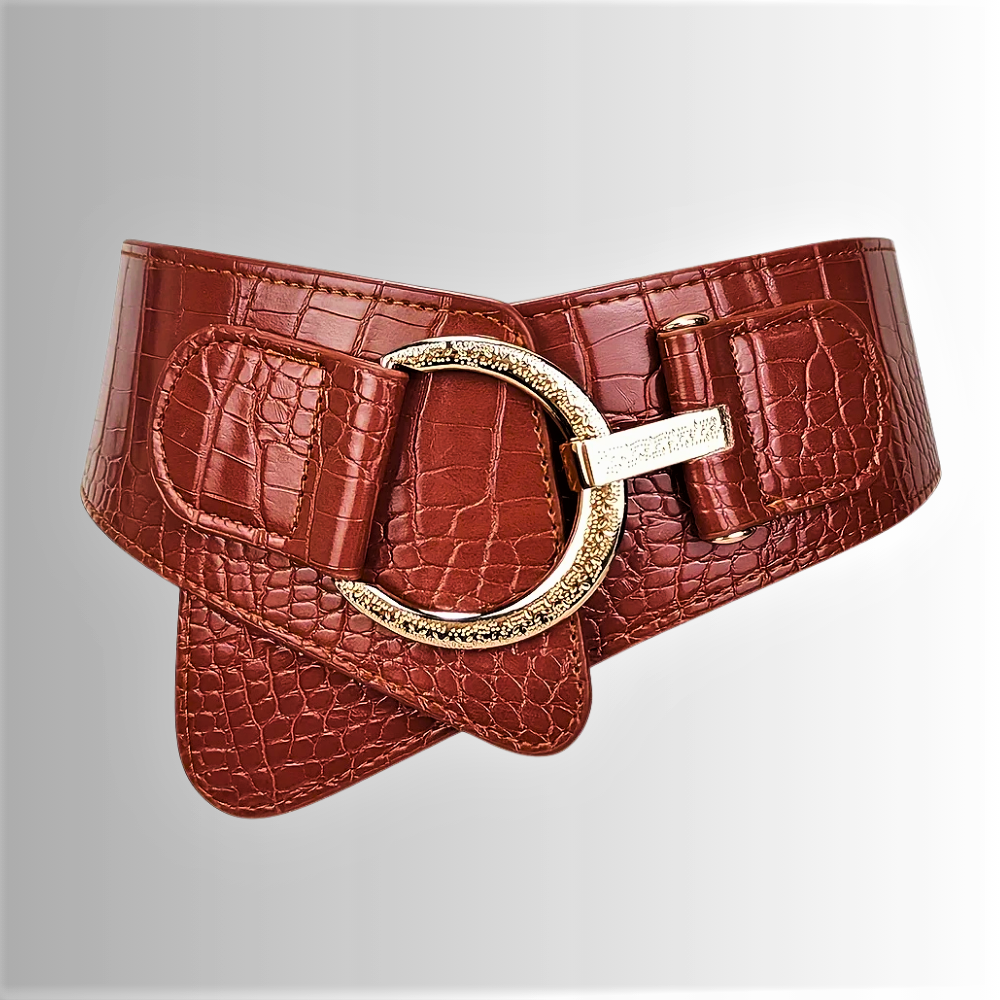 Cintura a Fascia Elastica Asimmetrica con Lavorazione Coccodrillo