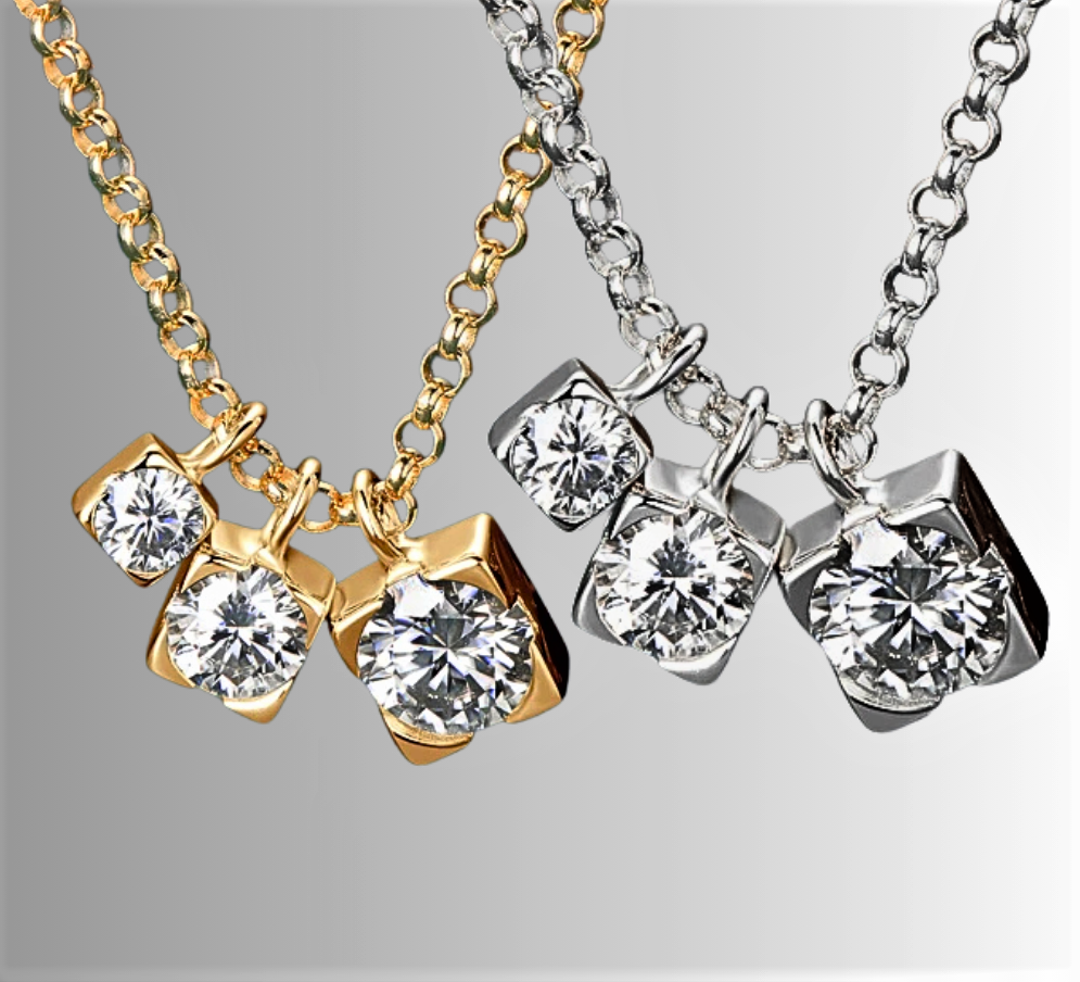 Collana a Tre Ciondoli con Moissaniti per ct 0,90