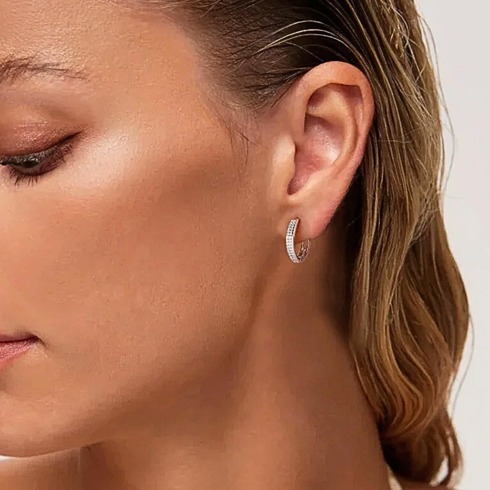 Orecchini a Cerchio con due file di Moissaniti per ct 0,34