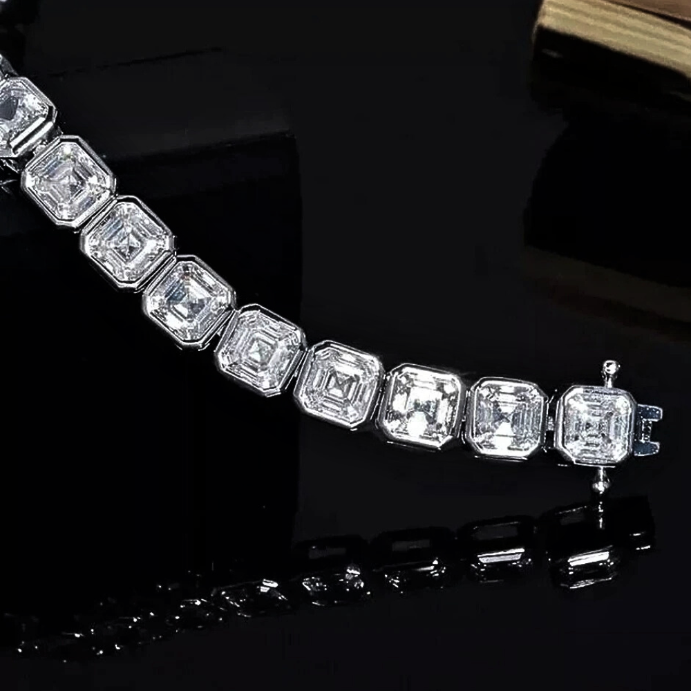 Bracciale Tennis con Moissaniti Taglio Asscher D Color VVS1