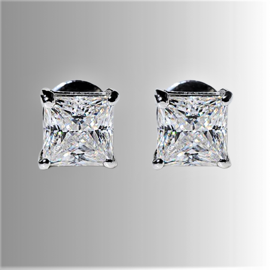 Orecchini Punto Luce Con Moissaniti  D Color VVS1 Taglio Princess