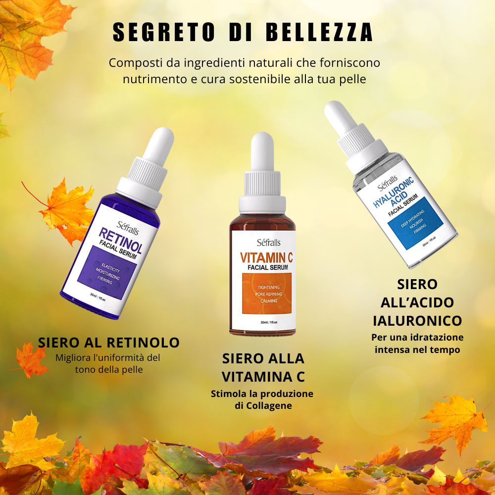 Set di 3 Sieri Viso- Acido Ialuronico, Retinolo e Vitamina C