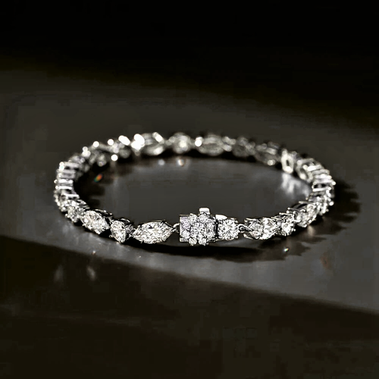 Bracciale Tennis con Moissanite Taglio Marquise e Taglio Brillante