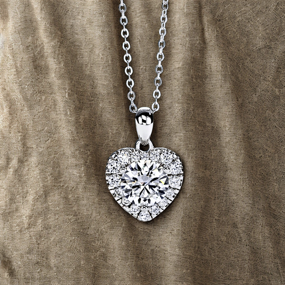 Collana a Cuore con Moissanite di ct 2,00