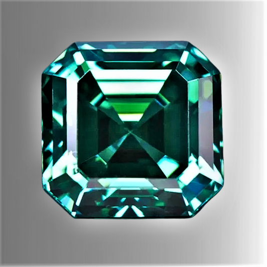 Moissanite Taglio Asscher Colore Smeraldo Certificata
