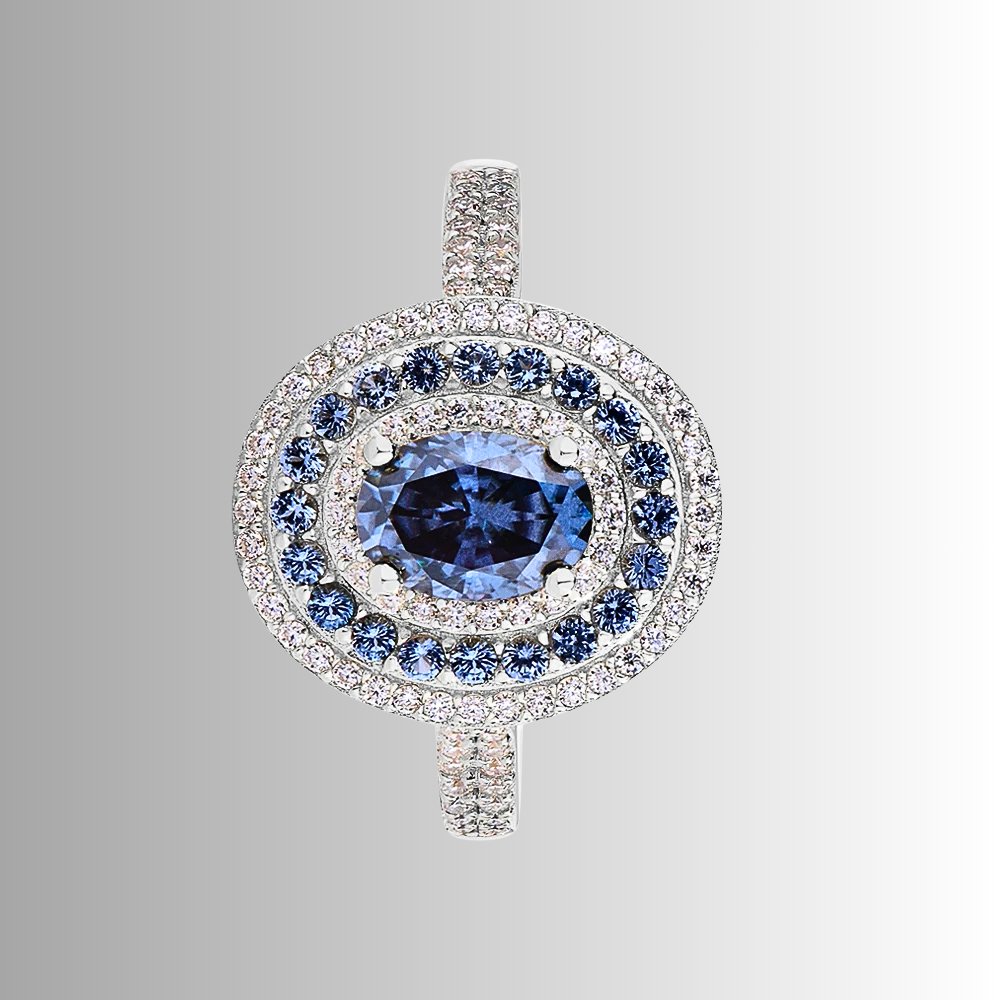 Fascia con Moissaniti Blu Zaffiro Ceylon e D color