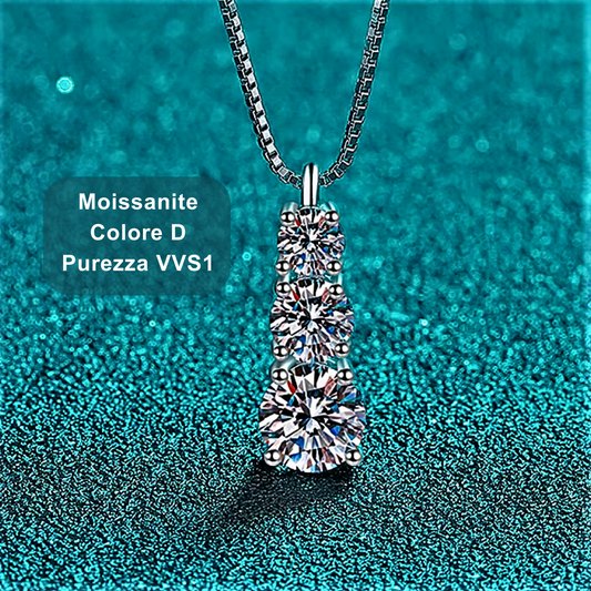 Collana Trilogy con Moissanite:  L’Eleganza Essenziale