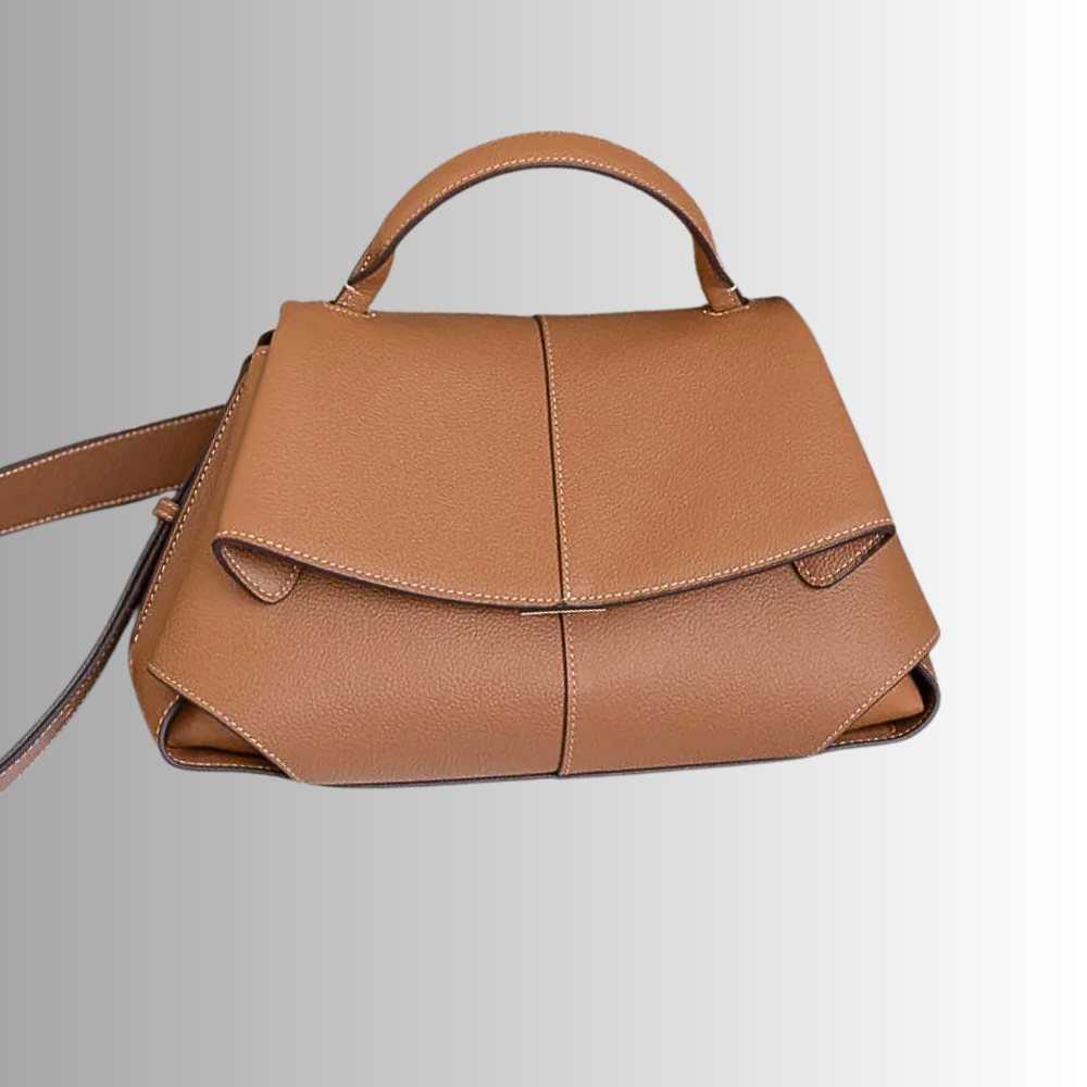 Borsa a Trapezio in Fiore di Pelle di Vitellino