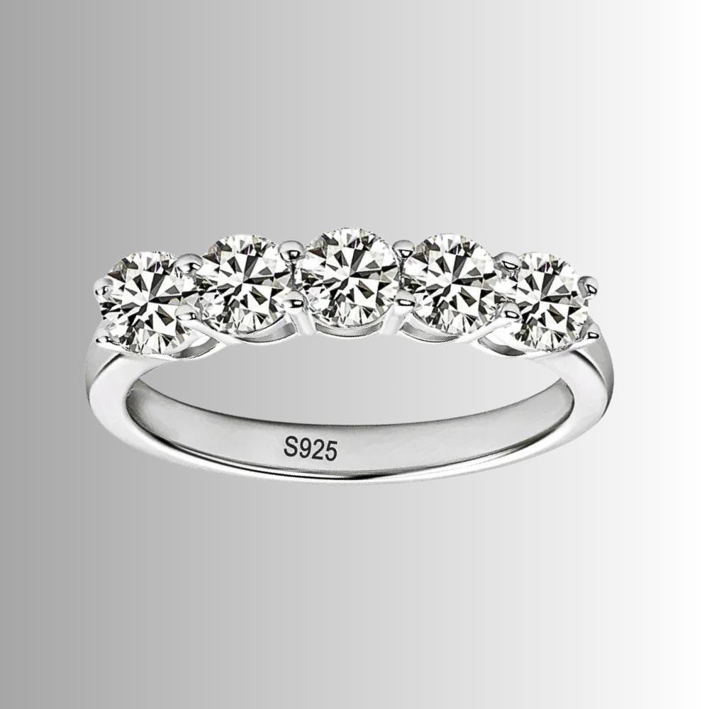 Fede a 5 pietre con  Moissaniti per ct 1,50