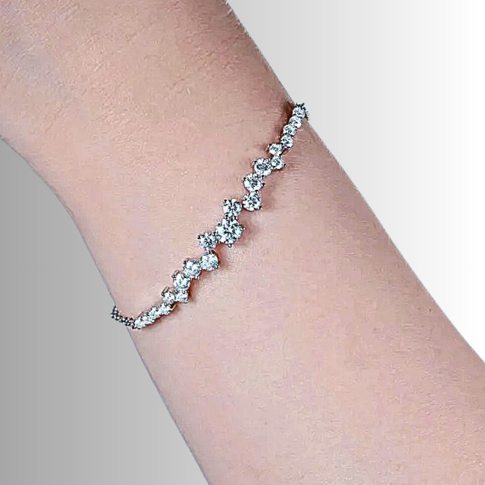 Parure Collana, Bracciale e Anello con Moissaniti Sfalsate