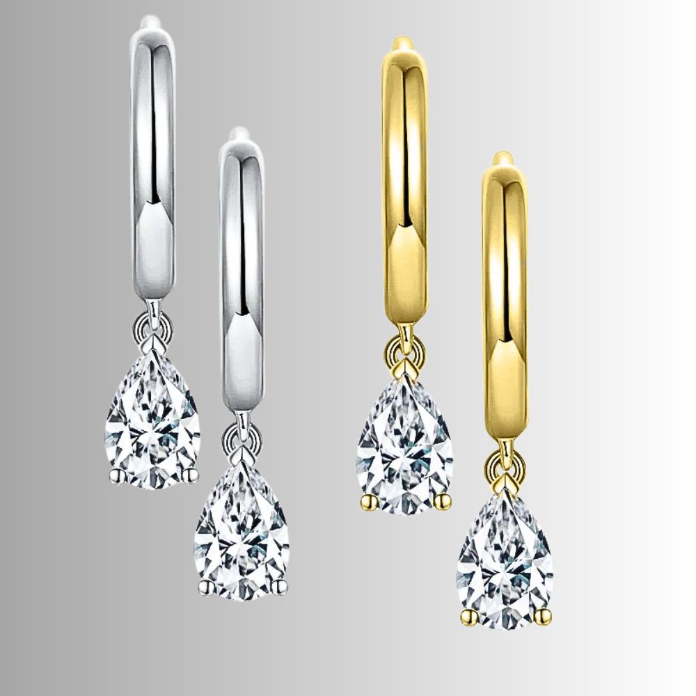 Orecchini ad anello con Moissanite Taglio Goccia per ct 1,00