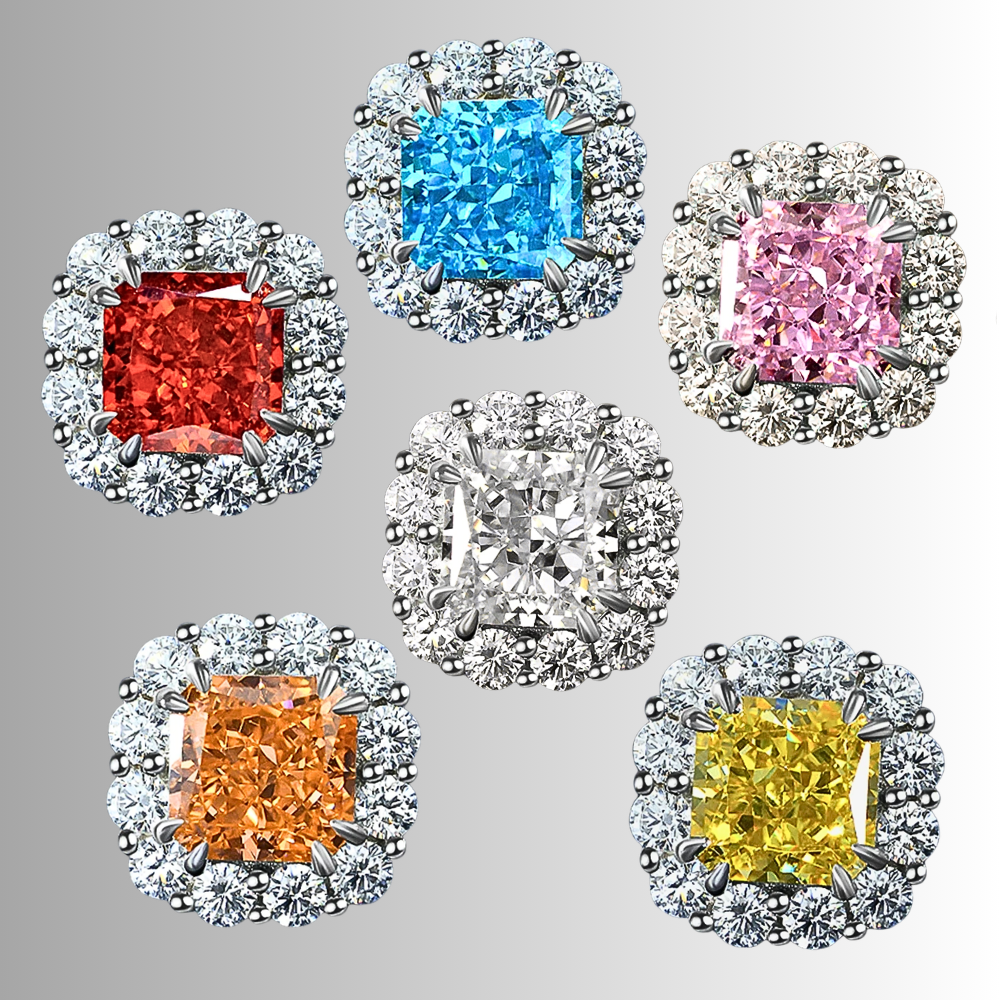 Orecchini a Fiore con Moissaniti Colorate di ct 4,00