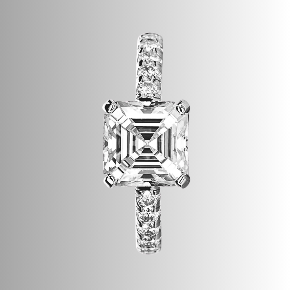 Solitario con Moissanite Taglio Asscher di ct 3,00