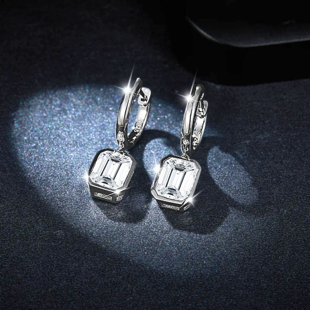 Orecchini con Moissanite Taglio Smeraldo per ct 4,00
