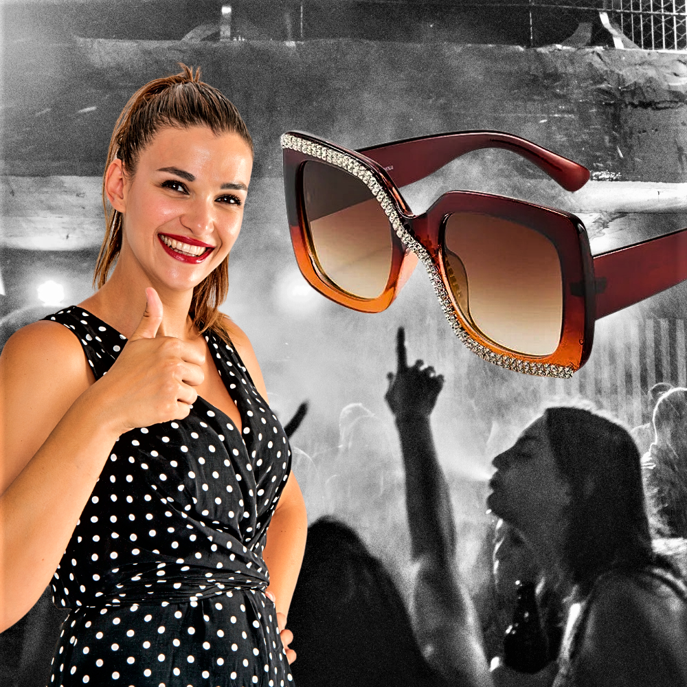 Gafas de sol cuadradas con diamantes de imitación para mujeres atrevidas